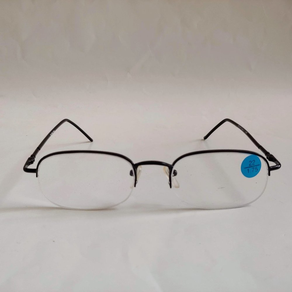 NWT Vintage 90's Rectangle Metal Semi-Rimless Reading Glasses +3.00 (S.Black)